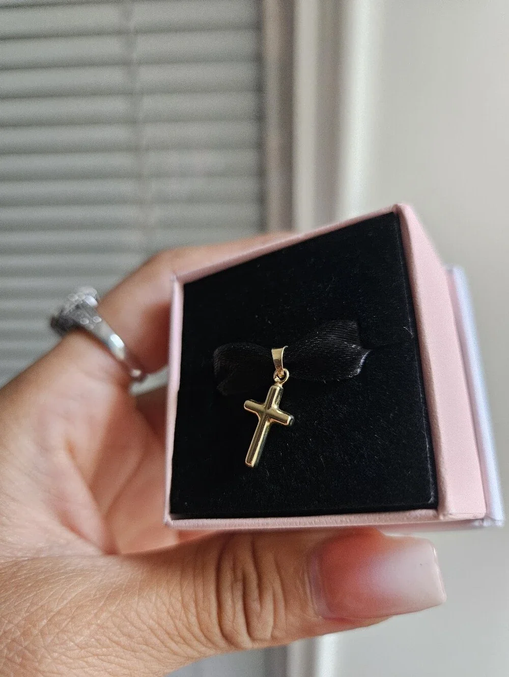 Vintage Solid 14k Yellow Gold Tiny Cross Pendant